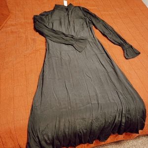 Black mock neck, cottage dress
